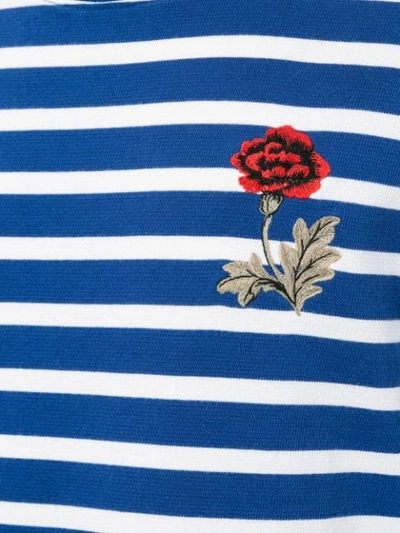 Shop The Upside Embroidered Flower Striped Sweater - Blue