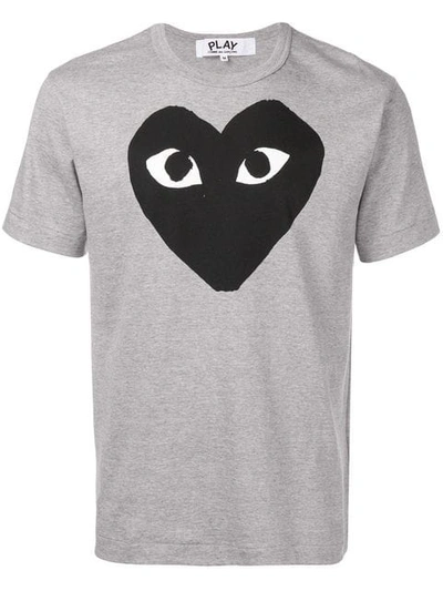 Shop Comme Des Garçons Play Heart Print T-shirt In Grey