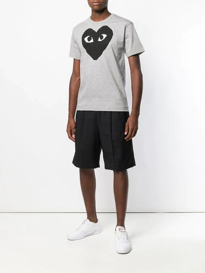 Shop Comme Des Garçons Play Heart Print T-shirt In Grey