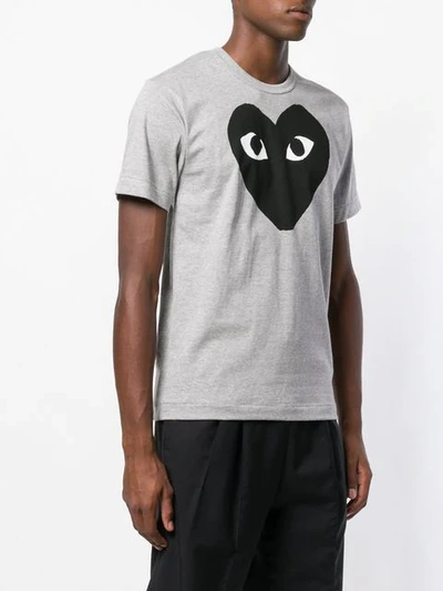 Shop Comme Des Garçons Play Heart Print T-shirt In Grey