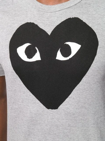 Shop Comme Des Garçons Play Heart Print T-shirt In Grey