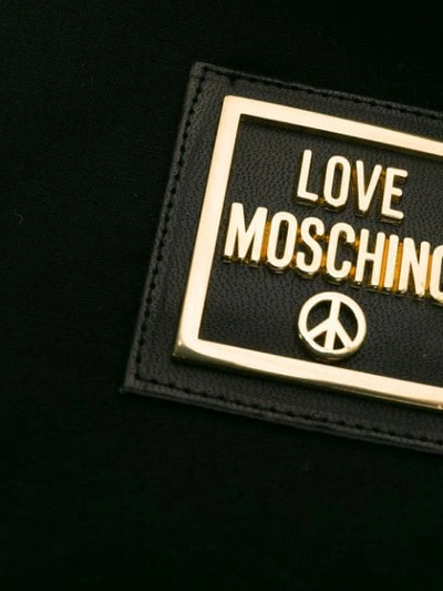 Shop Love Moschino Logo Plaque Shirt In Black