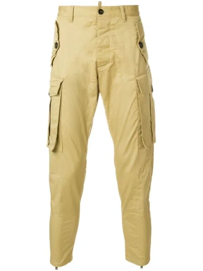 Shop Dsquared2 Cropped Cargo Trousers - Neutrals