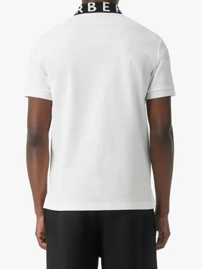Shop Burberry Logo Collar Polo Shirt - White