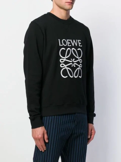 Shop Loewe Logo Embroidered Sweatshirt - Black