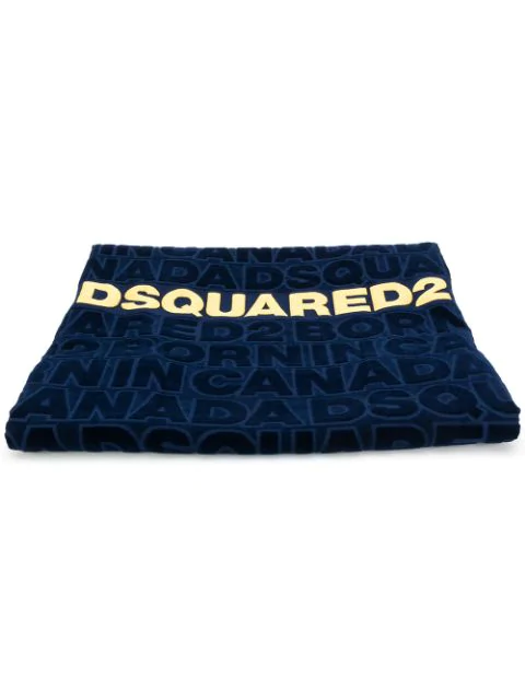 Dsquared2 Blue Cotton Logo Beach Towel | ModeSens