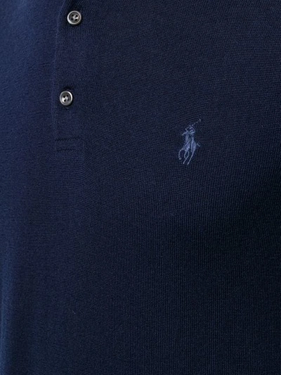 Shop Polo Ralph Lauren Logo Embroidered Polo Sweater In Blue