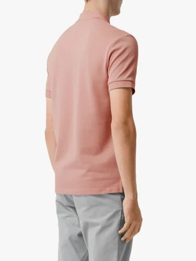 Shop Burberry Logo Embroidered Polo Shirt - Pink