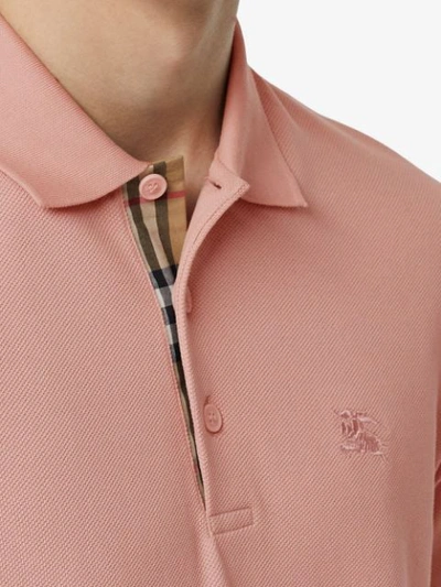 BURBERRY LOGO刺绣POLO衫 - 粉色