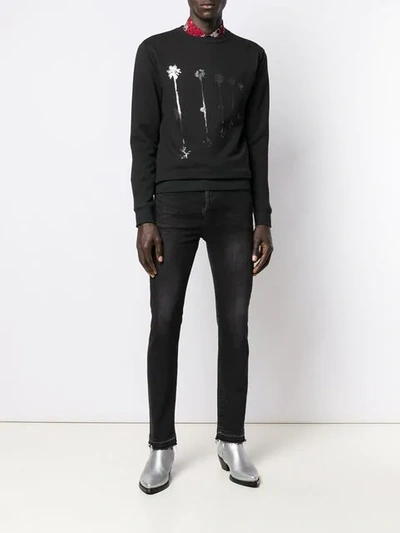Shop Saint Laurent Palm Print Sweatshirt In Black