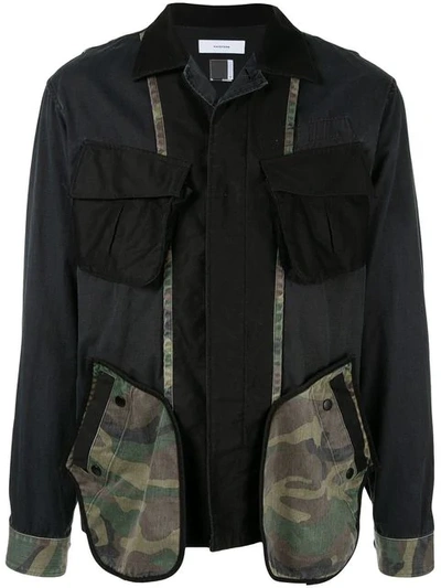 Shop Facetasm Patchwork Cargo Jacket In Black