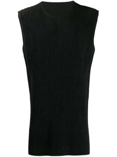 Shop Issey Miyake Pleated Vest Top In Black