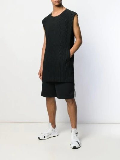 Shop Issey Miyake Pleated Vest Top In Black