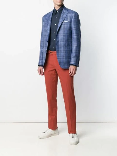 Shop Canali Classic Chinos In Red