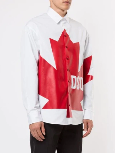 Shop Dsquared2 Maple Leaf Print Shirt In White