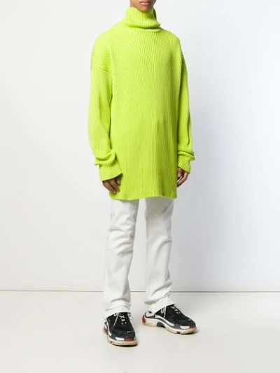 Shop Balenciaga Ribbed Turtleneck Jumper In Green