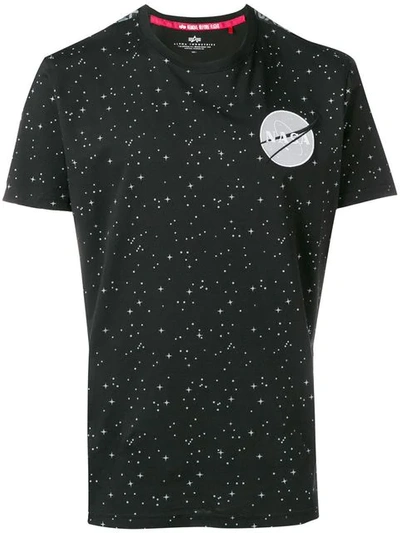 Shop Alpha Industries Nasa Star Print T-shirt In Black