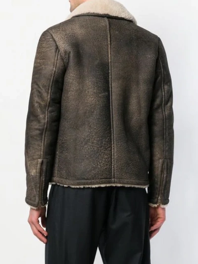 Shop Salvatore Santoro Shearling Collar Leather Jacket - Grey