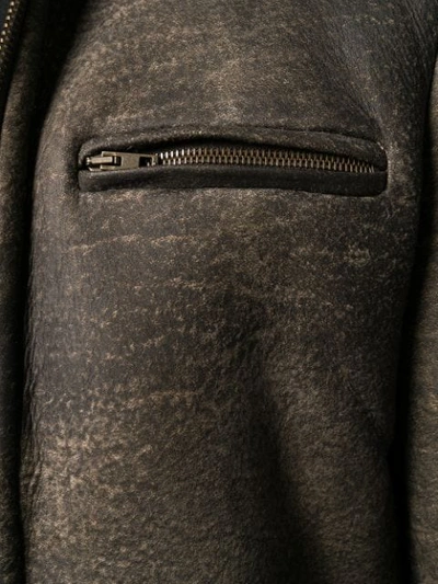 Shop Salvatore Santoro Shearling Collar Leather Jacket - Grey