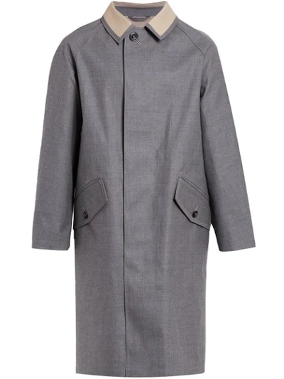 Shop Mackintosh Grey Bonded Wool Coat
