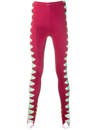 Pre-owned Walter Van Beirendonck 2014/15's Crossed Crocodiles Growl Cycling Leggings In Red