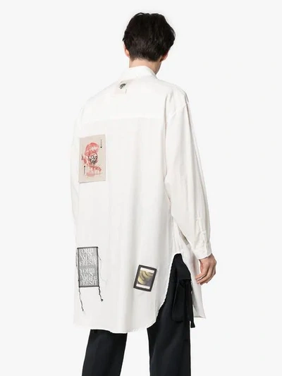 Shop Yohji Yamamoto Patch Embroidered Oversized Shirt In White