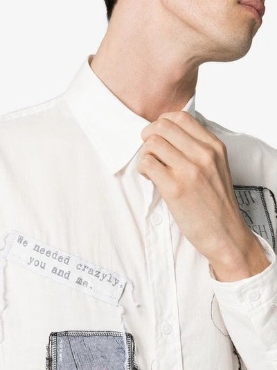 Shop Yohji Yamamoto Patch Embroidered Oversized Shirt In White