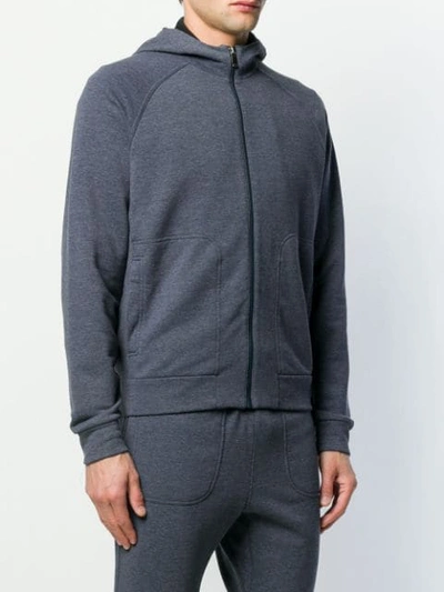 Shop Z Zegna Zipped Hoodie In Blue