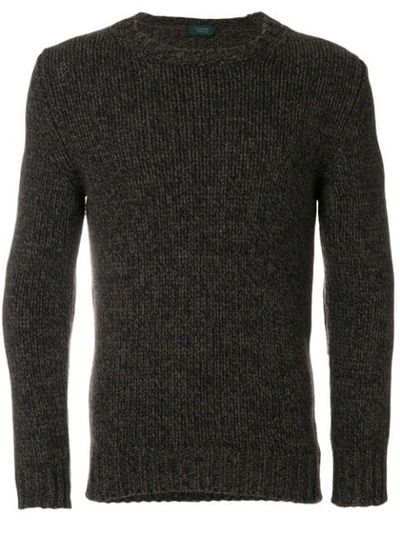 Shop Zanone Textured Knit Sweater In Brown