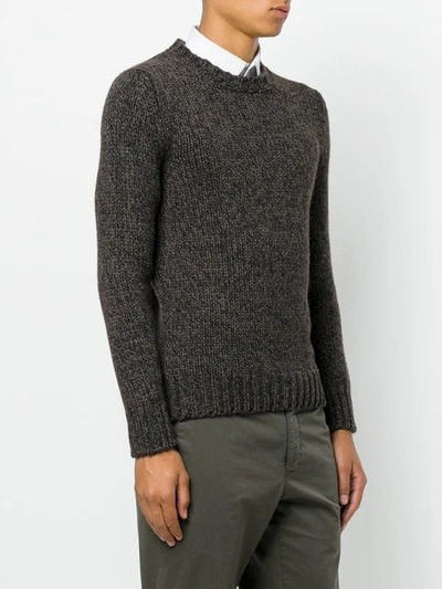 Shop Zanone Textured Knit Sweater In Brown