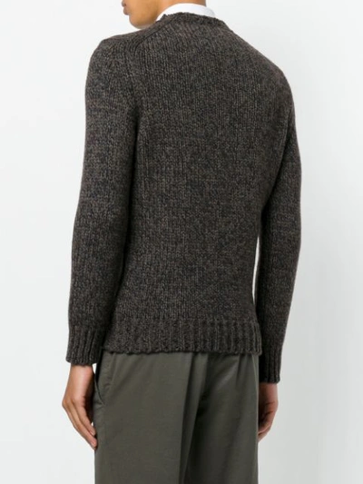Shop Zanone Textured Knit Sweater In Brown