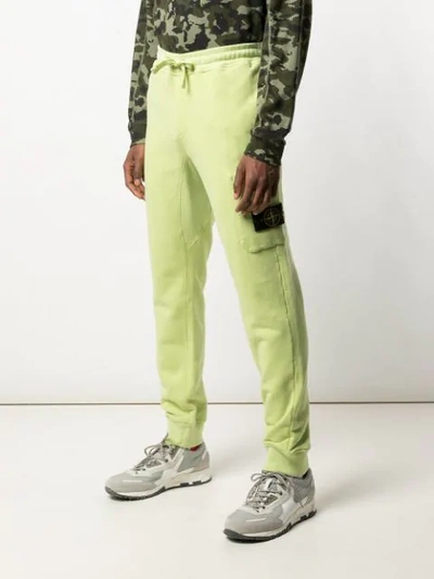 Shop Stone Island Panelled Jogging Trousers In Green