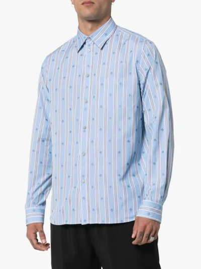 GUCCI BEE STRIPE FIL COUPÉ COTTON SHIRT - 蓝色