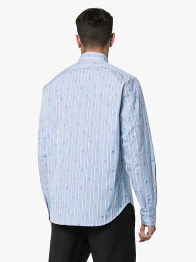 Shop Gucci Bee Stripe Fil Coupé Shirt In Blue
