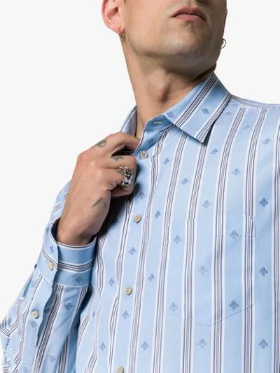 Shop Gucci Bee Stripe Fil Coupé Shirt In Blue