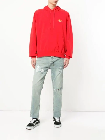Shop Doublet Back Embroidered Hoodie In Red