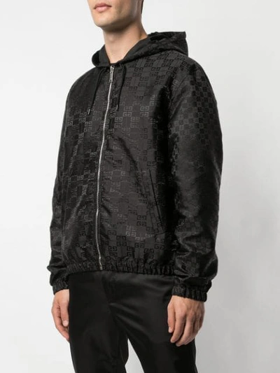 GIVENCHY ALL-OVER LOGO PRINT HOODED JACKET - 黑色