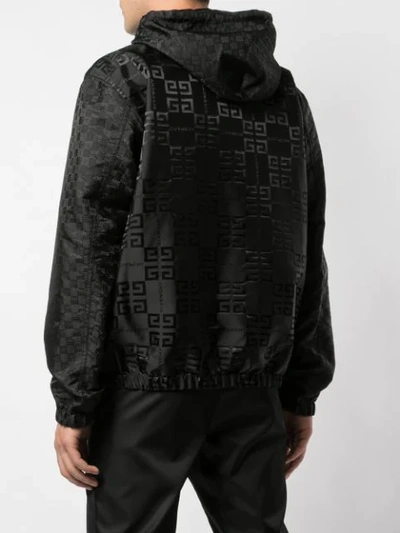 Shop Givenchy All-over Logo Print Hooded Jacket In Black