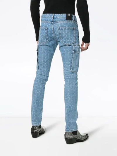 Shop Alyx Skinny-jeans Mit Logo-karomuster In Blue