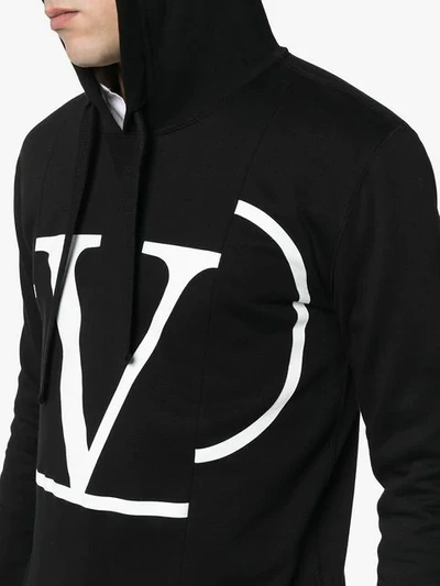 Shop Valentino Vlogo Print Hoodie In Black