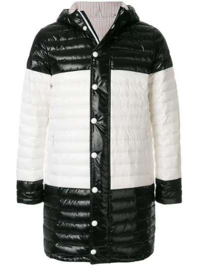 Shop Thom Browne Bicolor Quilted Down Satin Tech Coat In Black