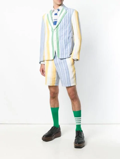 Shop Thom Browne Striped Linen Sack Sport Coat In 991 Multicolor Mix