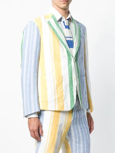 Shop Thom Browne Striped Linen Sack Sport Coat In 991 Multicolor Mix