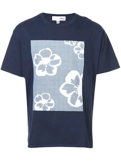 Shop Odin Floral Print T-shirt In Blue