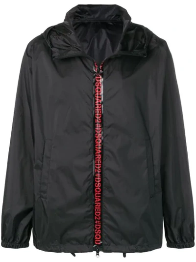 Shop Dsquared2 Hooded Logo Windbreaker In Black