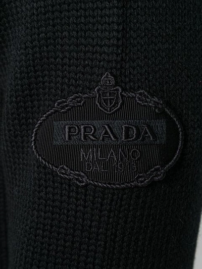 Shop Prada Chunky Knit Logo Sweater In F0002 Black