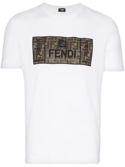 Shop Fendi Ff Motif Panel T-shirt - White