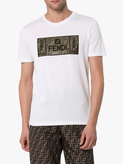 Shop Fendi Ff Motif Panel T-shirt - White