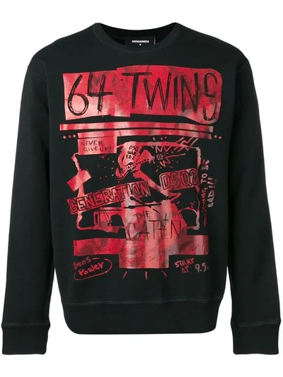 Shop Dsquared2 '64 Twins' Sweatshirt Mit Print In 900 Black