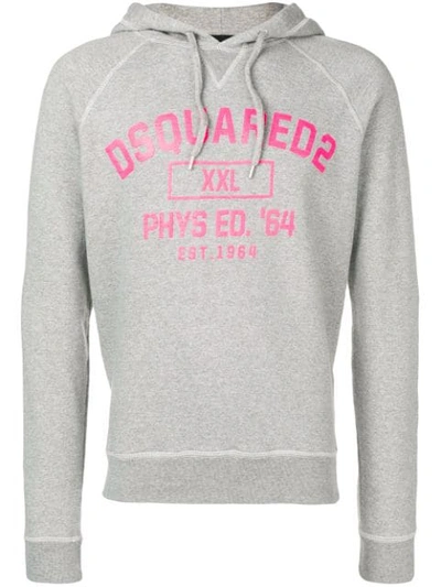 Shop Dsquared2 Xxl Phys Ed '64 Printed Hoodie In Grey